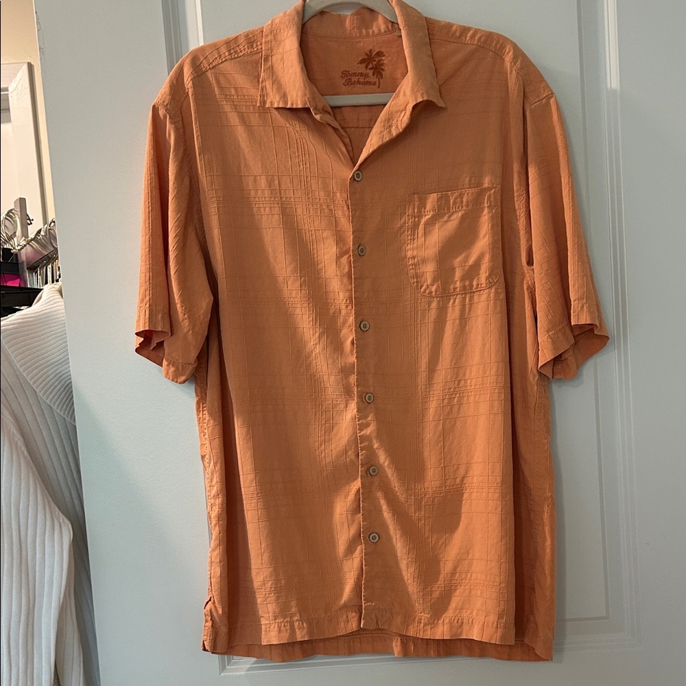 Tommy Bahama Men's Casual Orange Button Down Shirt